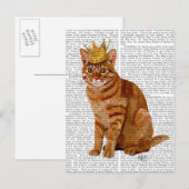 Ginger Cat met kroonvolle Briefkaart (Voorkant / Achterkant)