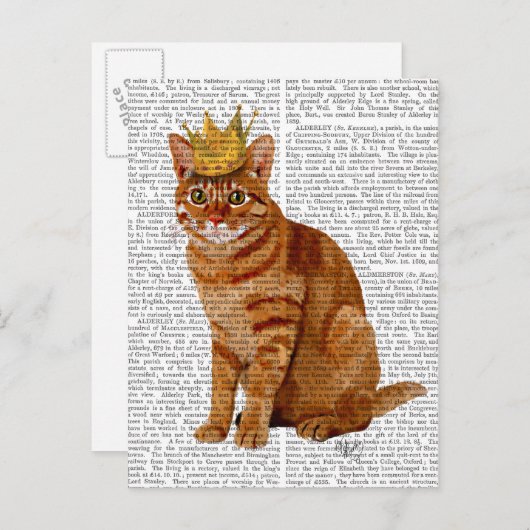 Ginger Cat met kroonvolle Briefkaart (Voorkant / Achterkant)