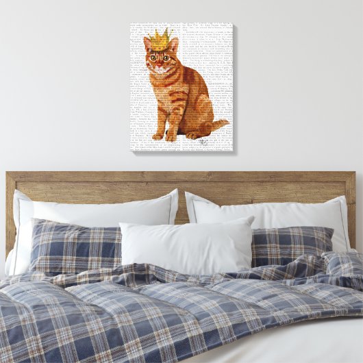 Ginger Cat met kroonvolle Canvas Afdruk (Insitu (Slaapkamer))