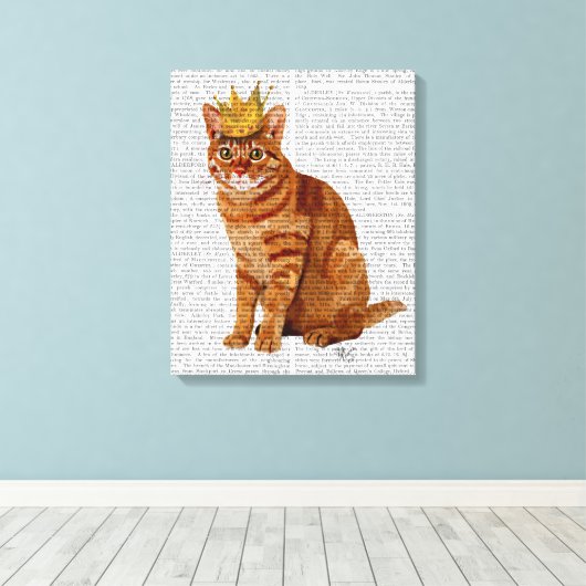 Ginger Cat met kroonvolle Canvas Afdruk (Insitu (Houten vloer))