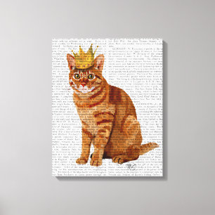 Ginger Cat met kroonvolle Canvas Afdruk