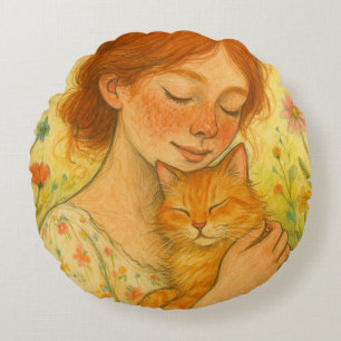 Ginger Cat Mom Oranje Tabby Katten Rond Kussen