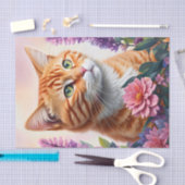 Ginger Cat Multicolor Bloemenkunst Tissuepapier (Craft)