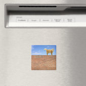 Ginger Cat op Brick Wall Magneet (Insitu (Vaatwasser))