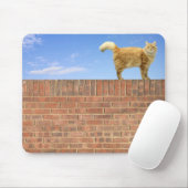 Ginger Cat op Brick Wall Muismat (Met muis)