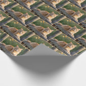 Ginger Cat op een rustiek hek Cadeaupapier (Hoek)