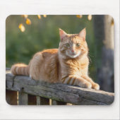 Ginger Cat op een rustiek hek Muismat (Voorkant)
