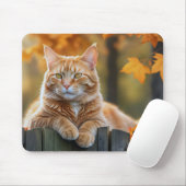 Ginger Cat op rustieke hek Muismat (Met muis)