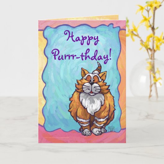 Ginger Cat Party Center Kaart (Gele Bloem)