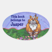 Ginger Cat Personal Bookplaat Ovale Sticker (Voorkant)