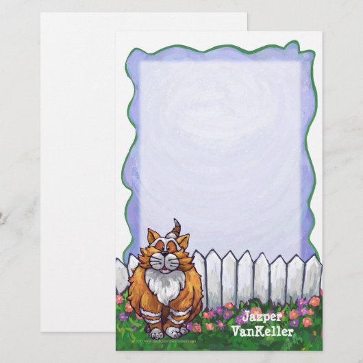 Ginger Cat Personalized Stationery Briefpapier (Voorkant / Achterkant)