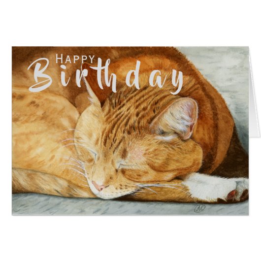 Ginger Cat | Pet Lover Birthday Wenskaart (Voorkant Horizontaal)