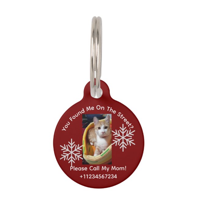 Ginger Cat Photo And Text, Customizable, Christmas Huisdierpenning (Achterkant)