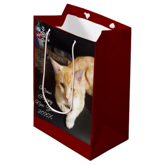 Ginger Cat Photo Text Customize Medium Cadeauzakje (Voorkant Gekanteld)