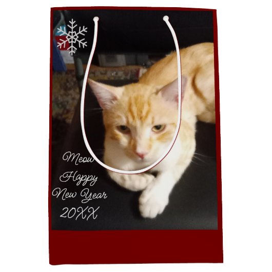 Ginger Cat Photo Text Customize Medium Cadeauzakje (Voorkant)