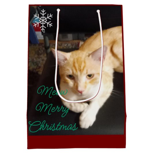 Ginger Cat Photo Text Customize Medium Cadeauzakje (Achterkant)