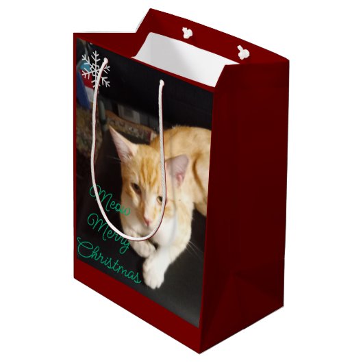 Ginger Cat Photo Text Customize Medium Cadeauzakje (Achterkant Gekanteld)