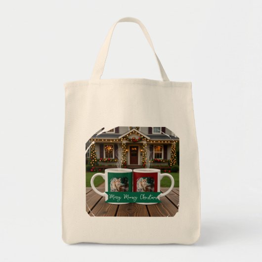 Ginger cat, Photo Text Customize ,Meowy Christmas, Tote Bag (Voorkant)