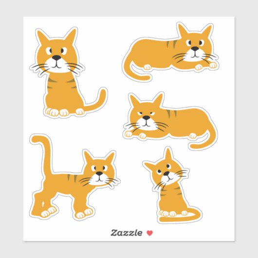 Ginger Cat Poses Sticker (Vel)