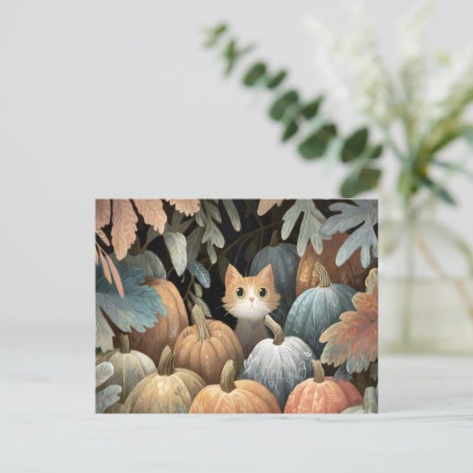 Ginger Cat Pumpkin Patch Briefkaart (Staand voorkant)