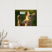 Ginger Cat Saying Hi! Poster (Keuken)