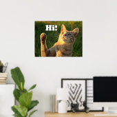 Ginger Cat Saying Hi! Poster (Thuiskantoor)