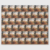 Ginger Cat springt uit de herfst bladstapel Cadeaupapier (Vlak)