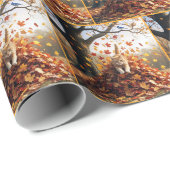 Ginger Cat springt uit de herfst bladstapel Cadeaupapier (Rol Hoek)