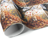Ginger Cat springt uit de herfst bladstapel Cadeaupapier (Rol Hoek)