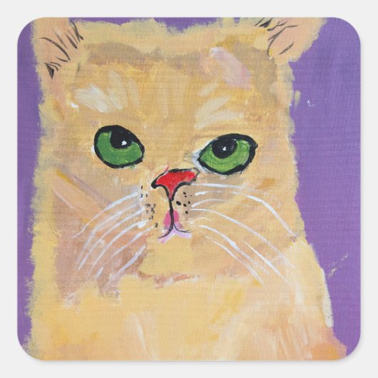 Ginger Cat Square Stickers (Voorkant)