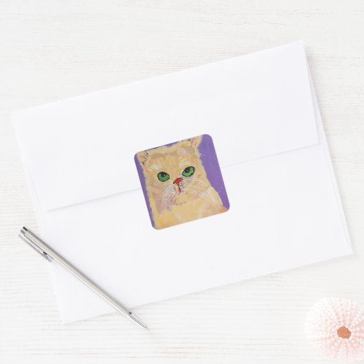 Ginger Cat Square Stickers (Envelop)