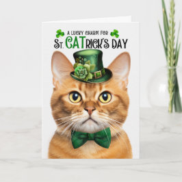 Ginger Cat St CATrick's Day Lucky Charm Feestdagen Kaart