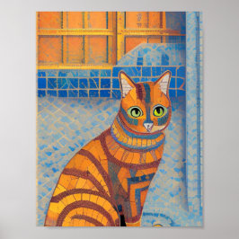 Ginger cat striped marokkaanse mozaïekstemmen van  poster