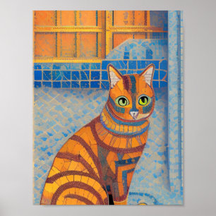 Ginger cat striped marokkaanse mozaïekstemmen van  poster