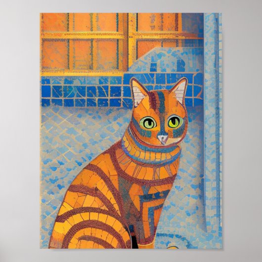 Ginger cat striped marokkaanse mozaïekstemmen van  poster (Voorkant)