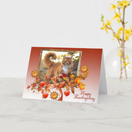Ginger Cat Thanksgiving Card Kaart