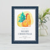 Ginger Cat Tree Sneeuwblauw Vrolijk Kerstfeest Kaa Feestdagenkaart (Staand voorkant)