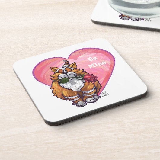Ginger Cat Valentijnsdag Drankjes Onderzetter (Linkerzijde)
