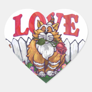 Ginger Cat Valentijnsdag Hart Sticker