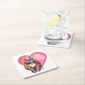 Ginger Cat Valentijnsdag Kartonnen Onderzetters (Insitu)