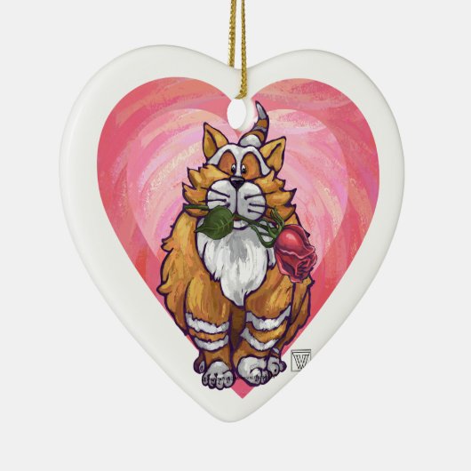Ginger Cat Valentijnsdag Keramisch Ornament (Rechts)