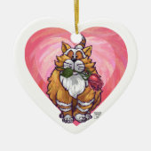Ginger Cat Valentijnsdag Keramisch Ornament (Voorkant)