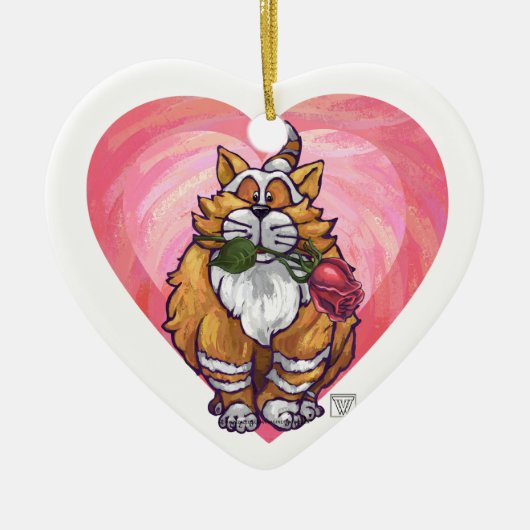 Ginger Cat Valentijnsdag Keramisch Ornament (Voorkant)