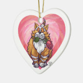 Ginger Cat Valentijnsdag Keramisch Ornament (Links)