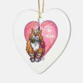 Ginger Cat Valentijnsdag Keramisch Ornament (Links)
