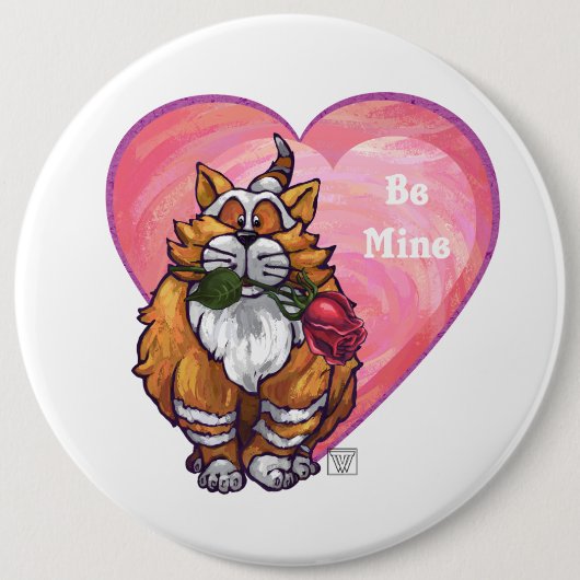 Ginger Cat Valentijnsdag Ronde Button 6,0 Cm (Voorkant)