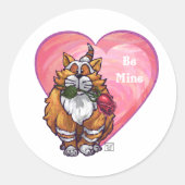 Ginger Cat Valentijnsdag Ronde Sticker (Voorkant)