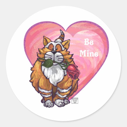 Ginger Cat Valentijnsdag Ronde Sticker (Voorkant)