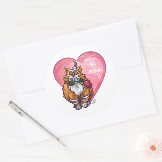 Ginger Cat Valentijnsdag Ronde Sticker (Envelop)