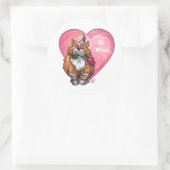 Ginger Cat Valentijnsdag Ronde Sticker (Tas)